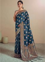 Silk Blue Traditional Wear Weaving Saree